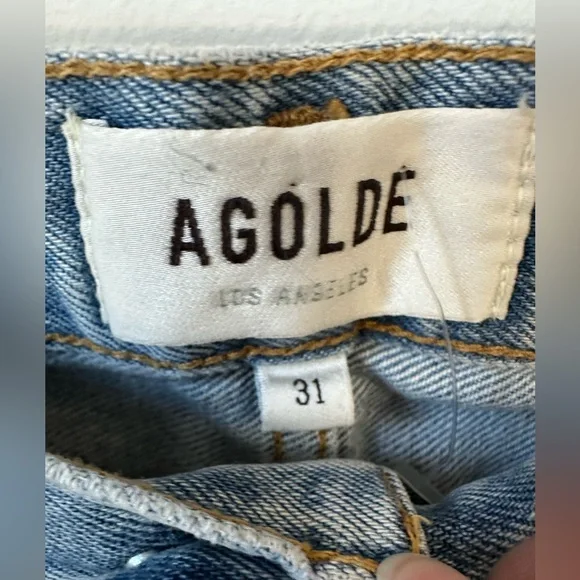 Agolde Mía Blue mid Rise Straight Leg Jeans Classic Style Organic Denim size 31 - Picture 4 of 7